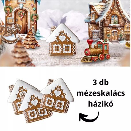  Nyomtatott dekorkarton - Mézeskalács kunyhó - 3 db/csomag