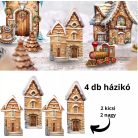  Nyomtatott dekorkarton - Mézeskalács házikók - 4 db/csomag