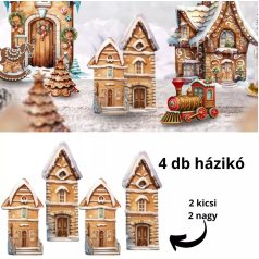    Nyomtatott dekorkarton - Mézeskalács házikók - 4 db/csomag