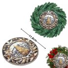 Nyomtatott fa tábla koszorú közép - Arany fenyő - 11,8 cm