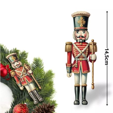 Nyomtatott dekorkarton - Diótörő rövidszakáll - 14,5 cm