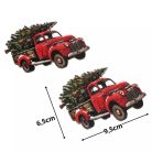 Nyomtatott dekorkarton - Autó fenyővel - 9,5 cm - 2 db/csomag