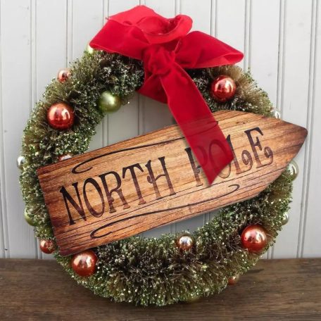 Nyomtatott dekorkarton - North Pole útjelző - 26 cm