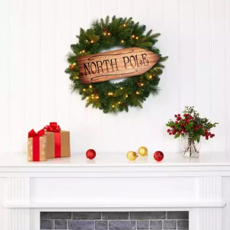 Nyomtatott dekorkarton - North Pole útjelző - 26 cm