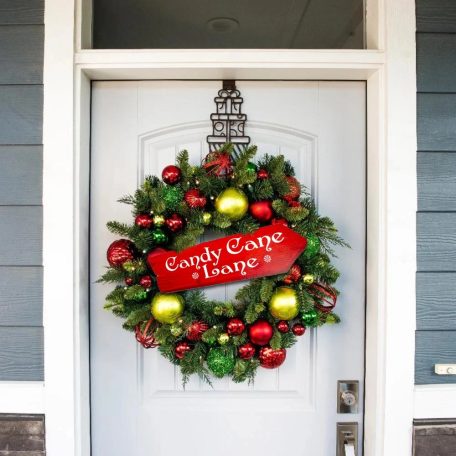 Nyomtatott dekorkarton - Candy Cane Lane útjelző - 26 cm  