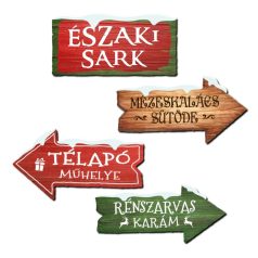   Nyomtatott dekorkarton - Északi Sark útjelzők - 4 db-os/szett