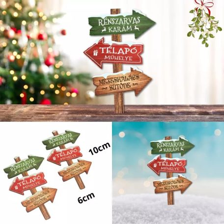 Nyomtatott dekorkarton - Karácsonyi útjelző tábla - 2 db/csomag