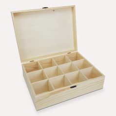 Natúr fa osztott 12 rekeszes doboz - 23x30x9 cm