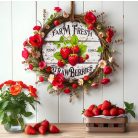 Nyomtatott dekorkarton - Eper farm koszorúközép - 11,8 cm