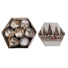 Karácsonyi gömbök - Fenyőfa - 8 cm - 14 db/csomag