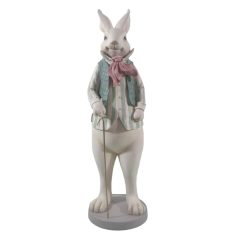Rózsaszín-fehér nyúl figura fiú - 53 cm
