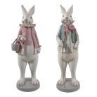 Rózsaszín-fehér nyúl figura fiú - 53 cm