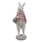 Nyuszilány figura kosárral rózsaszín - 10x10x25 cm