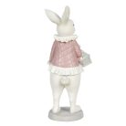 Nyuszilány figura kosárral rózsaszín - 10x10x25 cm