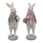 Nyuszilány figura kosárral rózsaszín - 10x10x25 cm
