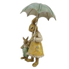   Clayre & Eef - Esernyős nyuszimama kisnyuszival - 13 cm  - Raktáron