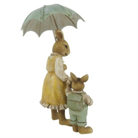 Clayre & Eef - Esernyős nyuszimama kisnyuszival - 13 cm  - Raktáron