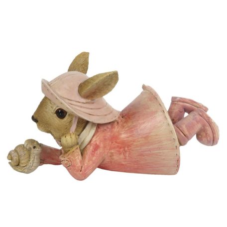 Fekvő nyuszi figura csigával - 14x6x8 cm - Raktáron