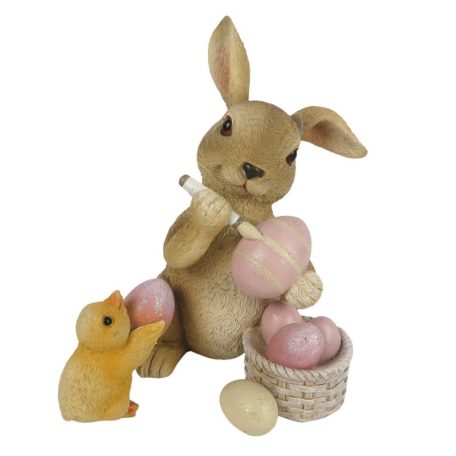 Clayre & Eef - Tojásfestő nyuszi figura - 9x9x13 cm - Raktáron
