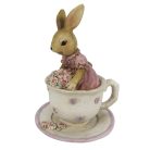 Clayre & Eef -  Nyuszilány csészében rózsaszín - 11 cm - Raktáron