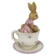   Clayre & Eef -  Nyuszilány csészében rózsaszín - 11 cm - Raktáron