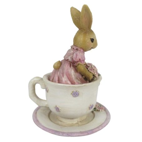 Clayre & Eef -  Nyuszilány csészében rózsaszín - 11 cm - Raktáron