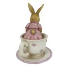 Clayre & Eef -  Nyuszilány csészében rózsaszín - 11 cm - Raktáron