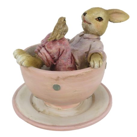 Clayre & Eef - Nyuszifiú csészében rózsaszín - 10 cm - Raktáron