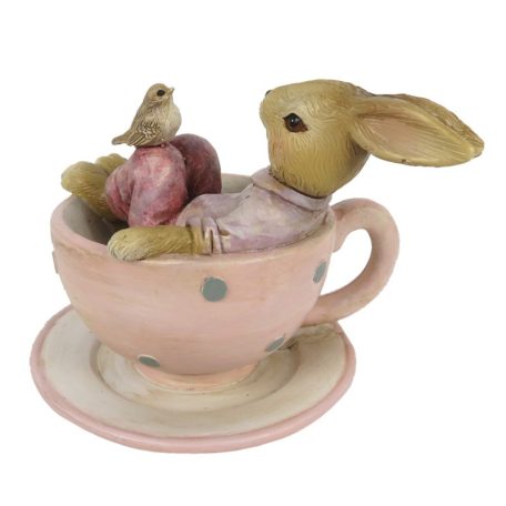 Clayre & Eef - Nyuszifiú csészében rózsaszín - 10 cm - Raktáron