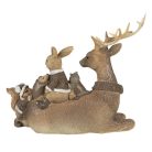 Rénszarvas figura nyuszival mókussal - 20x11x16 cm 