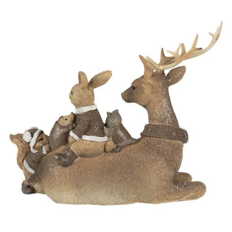 Rénszarvas figura nyuszival mókussal - 20x11x16 cm 