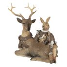 Rénszarvas figura nyuszival mókussal - 20x11x16 cm 