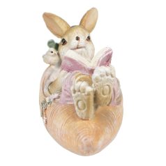 Olvasó nyuszifiú répaágyon - 14x5x6 cm - Raktáron