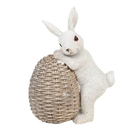 Clayre & Eef - Nyuszi figura fonott tojással -  8x5x11 cm - Raktáron
