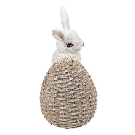 Clayre & Eef - Nyuszi figura fonott tojással -  8x5x11 cm - Raktáron