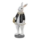 Nyuszilány figura táskával - fekete-fehér - 5x5x15 cm