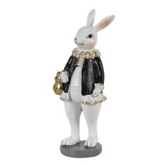 Nyuszilány figura táskával - fekete-fehér - 5x5x15 cm