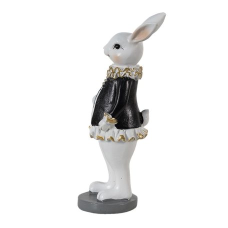 Nyuszilány figura táskával - fekete-fehér - 5x5x15 cm