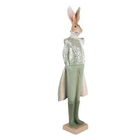 Elegáns klasszikus zöld nyúl figura - 17x15x40 cm