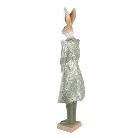 Elegáns klasszikus zöld nyúl figura - 17x15x40 cm