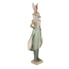Elegáns klasszikus zöld nyúl figura - 14x10x44 cm
