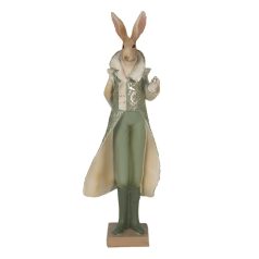   Dekorációs zöld nyúl figura fiú - 11x8x33 cm - Raktáron