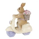 Nyúl figura robogón, virágkosárral - 12x5x14 cm - Raktáron
