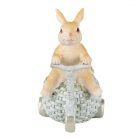 Nyúl figura kék triciklin, virágokkal - 13 cm