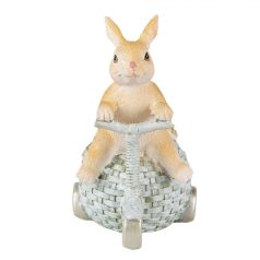 Nyúl figura kék triciklin, virágokkal - 13 cm