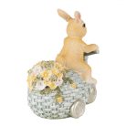 Nyúl figura kék triciklin, virágokkal - 13 cm
