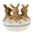 Clayre & Eef - Tojásban ülő 3 nyuszi virágokkal - 11x9x12 cm - Raktáron