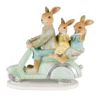 Nyuszi papa gyerekekkel motoron  - 17x7x15 cm - Raktáron