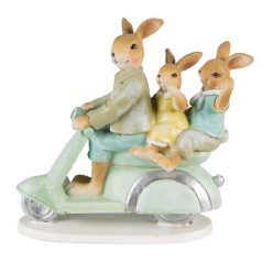 Nyuszi papa gyerekekkel motoron  - 17x7x15 cm - Raktáron