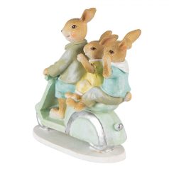 Nyuszi papa gyerekekkel motoron  - 17x7x15 cm - Raktáron